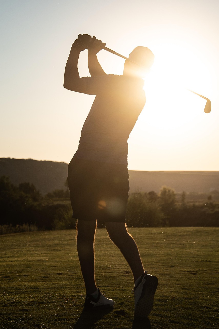 swing, golf, man, golf swing, sunset, sports, play, nature, sundown, evening